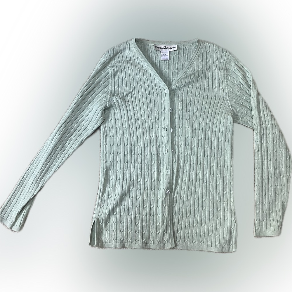 Norm Thompson Light Green Silk Sweater Women’s Size Small